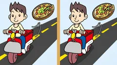 Náročná hlavolamová úloha: nájdite všetky rozdiely na obrázku doručovateľa pizze za 17 s